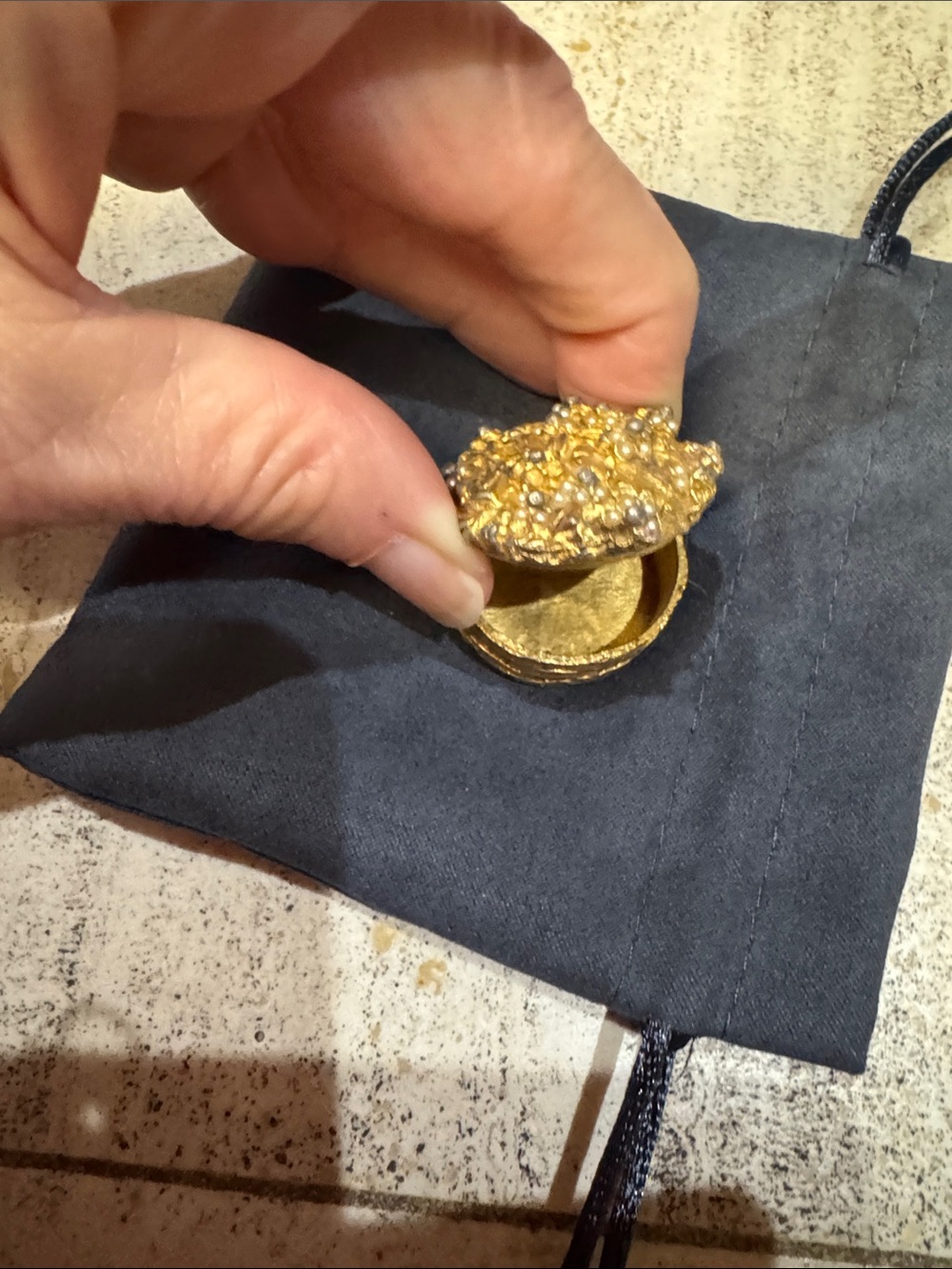 Vintage Gold-Tone Decorative Trinket Box - Women's Accessory
